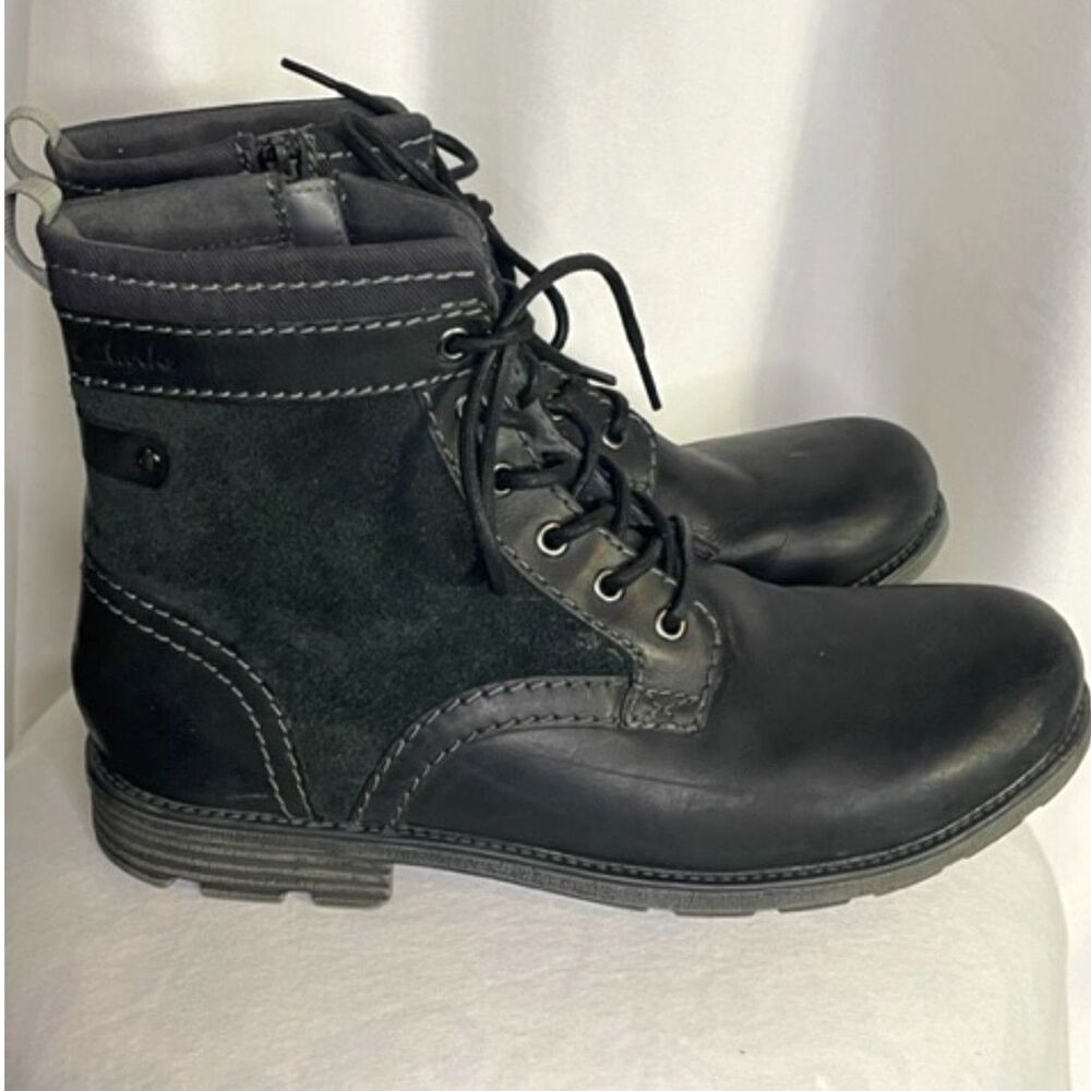 Clarks Collection Darian Mid Men Black Leather Boots Size 11